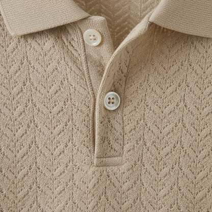Long Sleeve Textured Shirt - Oatmeal - Texture Close Up