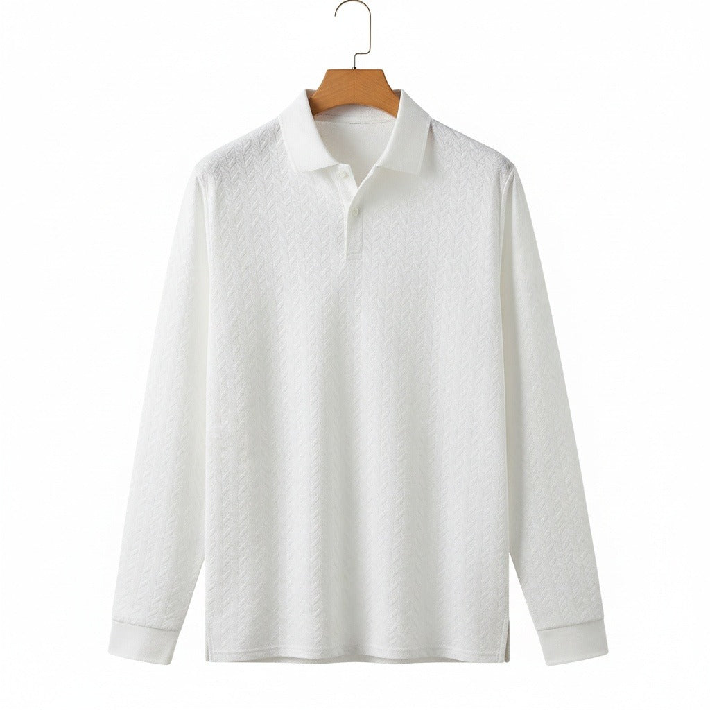 Long Sleeve Textured Shirt - Snow - Front View