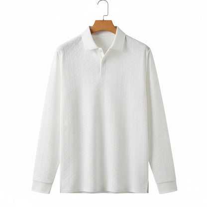 Long Sleeve Textured Shirt - Snow - Front View