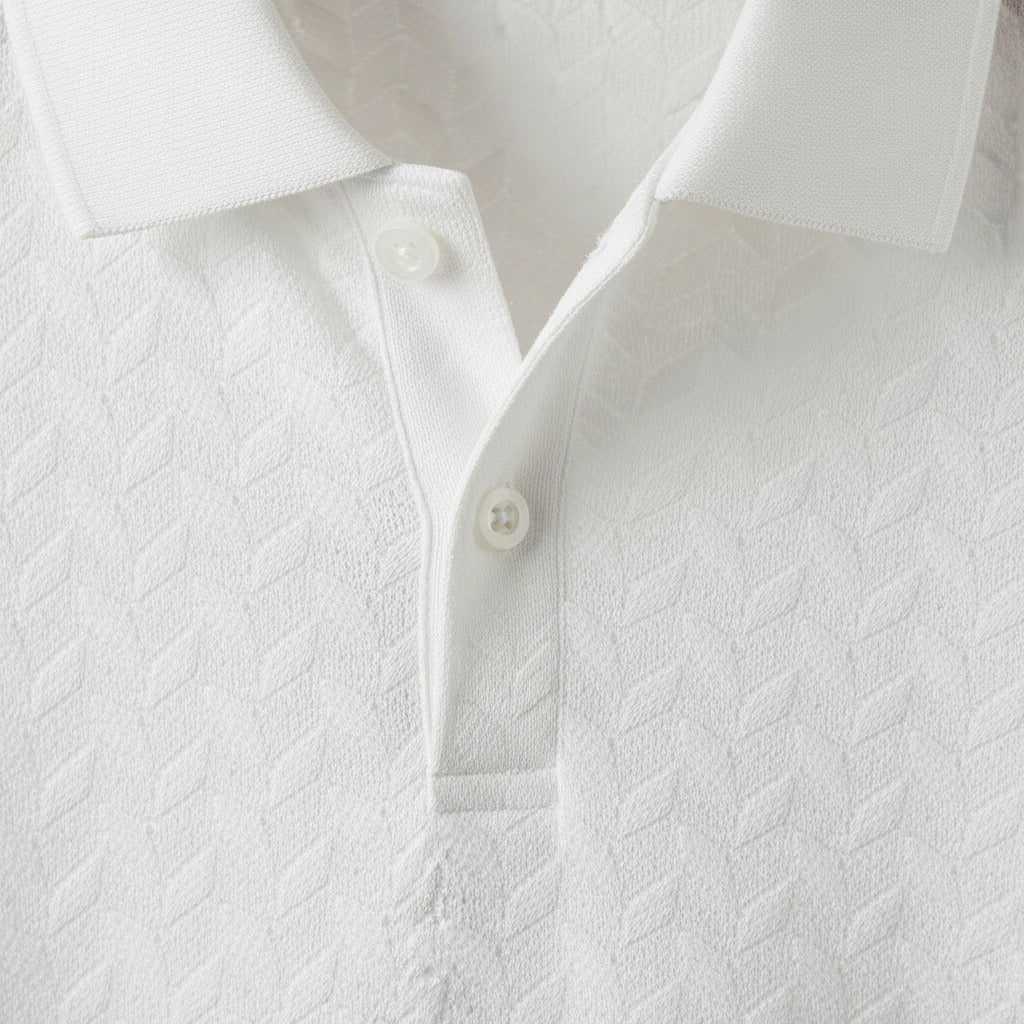 Long Sleeve Textured Shirt - Snow - Texture Close Up