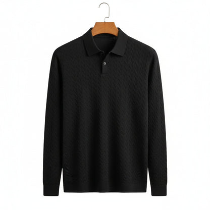 Long Sleeve Textured Shirt - Ebony - Front View