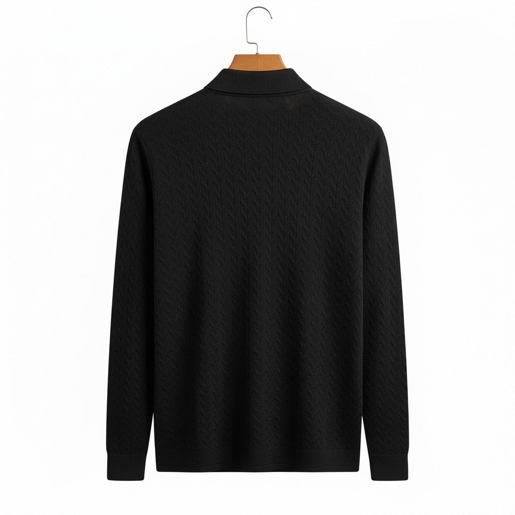 Long Sleeve Textured Shirt - Ebony - Fabric Detail