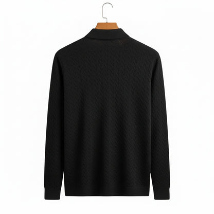 Long Sleeve Textured Shirt - Ebony - Fabric Detail