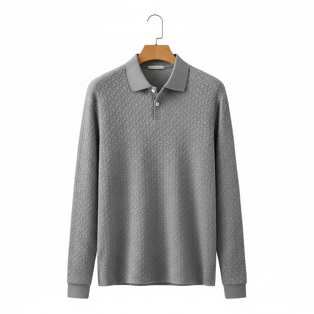 Long Sleeve Textured Shirt - Stone - Front View