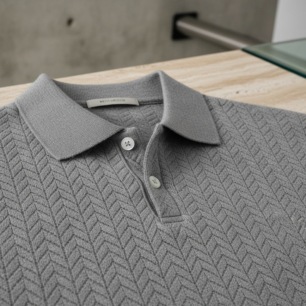 Long Sleeve Textured Shirt - Stone - Back View