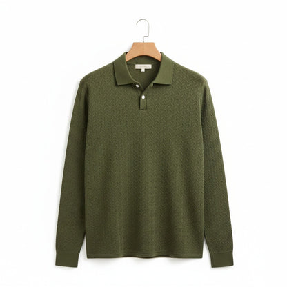 Long Sleeve Textured Shirt - Moss - Front View