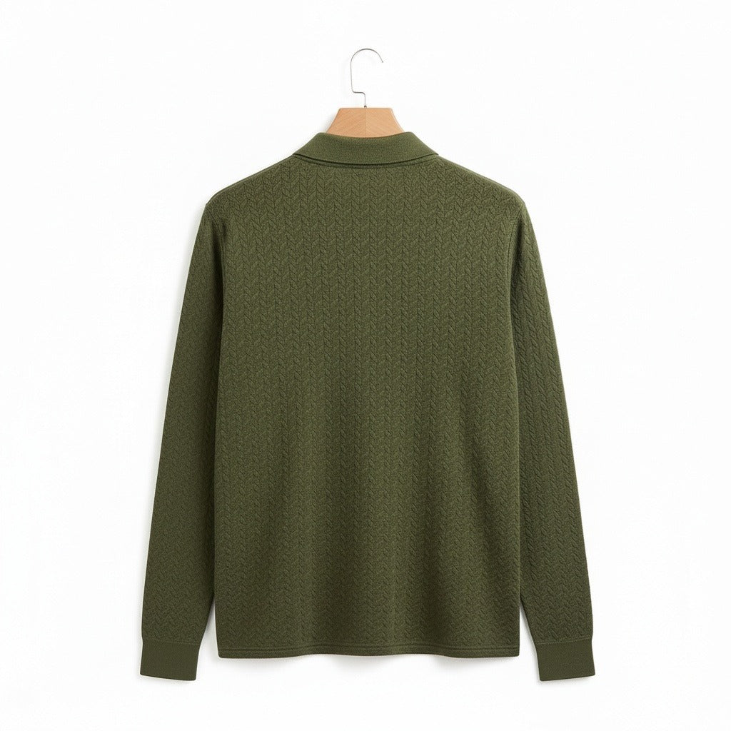 Long Sleeve Textured Shirt - Moss - Fabric Detail