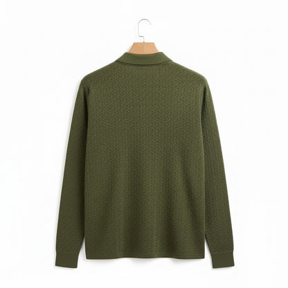 Long Sleeve Textured Shirt - Moss - Fabric Detail