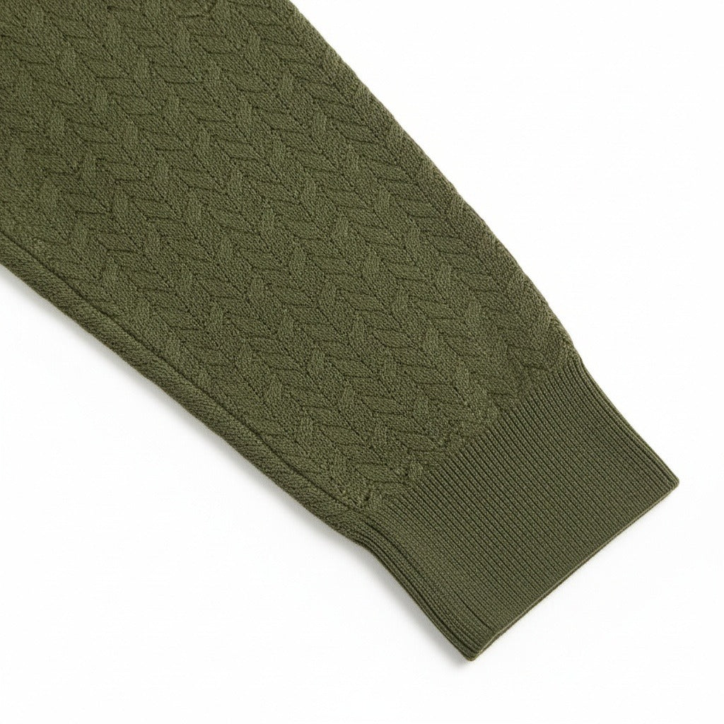 Long Sleeve Textured Shirt - Moss - Texture Close Up