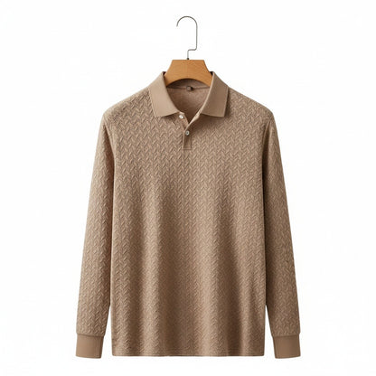 Long Sleeve Textured Shirt - Fawn - Front View