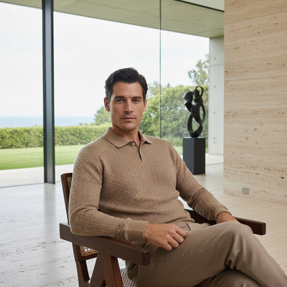 Long Sleeve Textured Shirt - Fawn - Side Profile