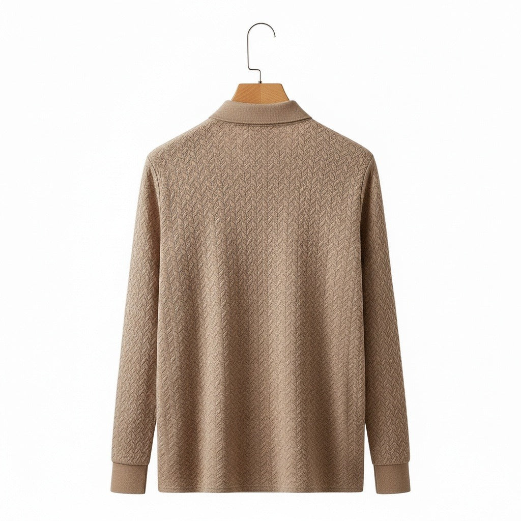 Long Sleeve Textured Shirt - Fawn - Fabric Detail