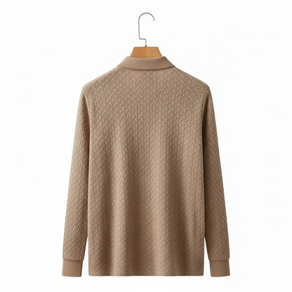 Long Sleeve Textured Shirt - Fawn - Fabric Detail