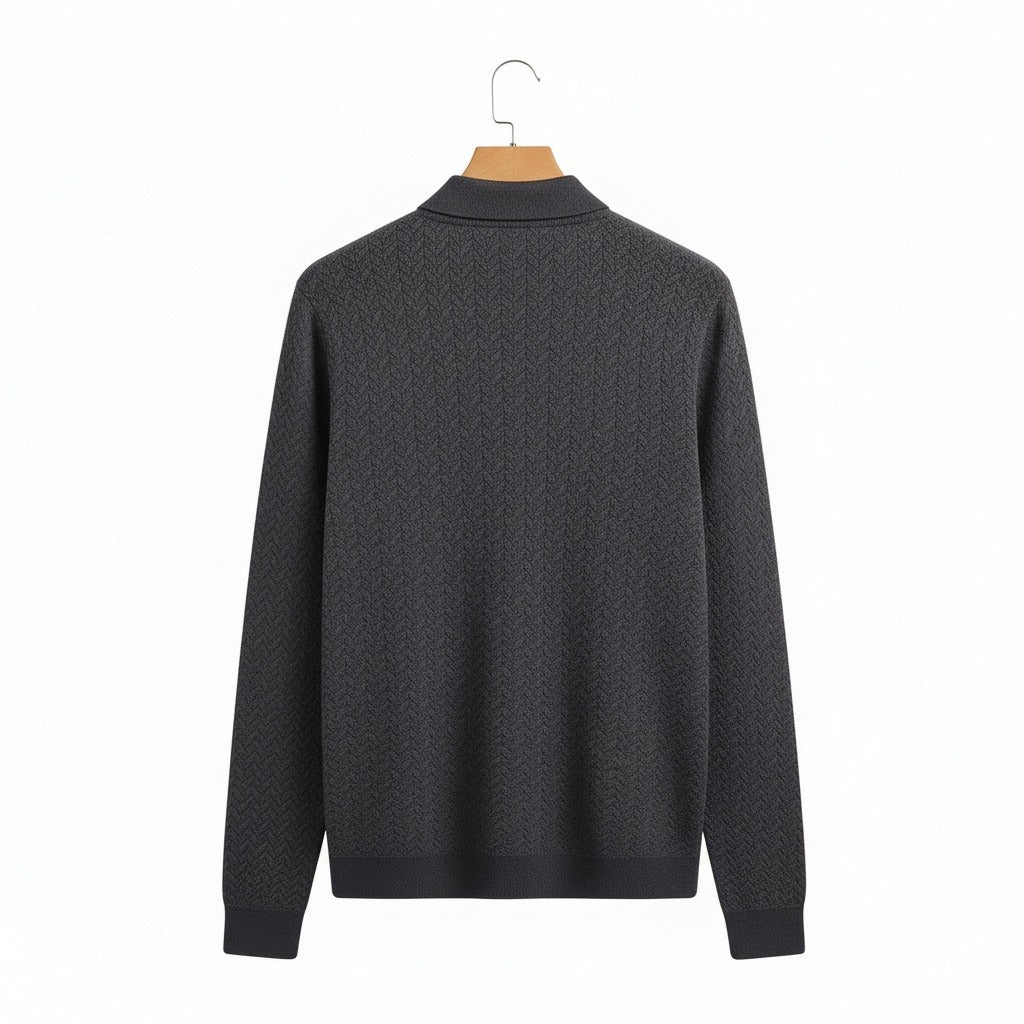 Long Sleeve Textured Shirt - Charcoal - Fabric Detail