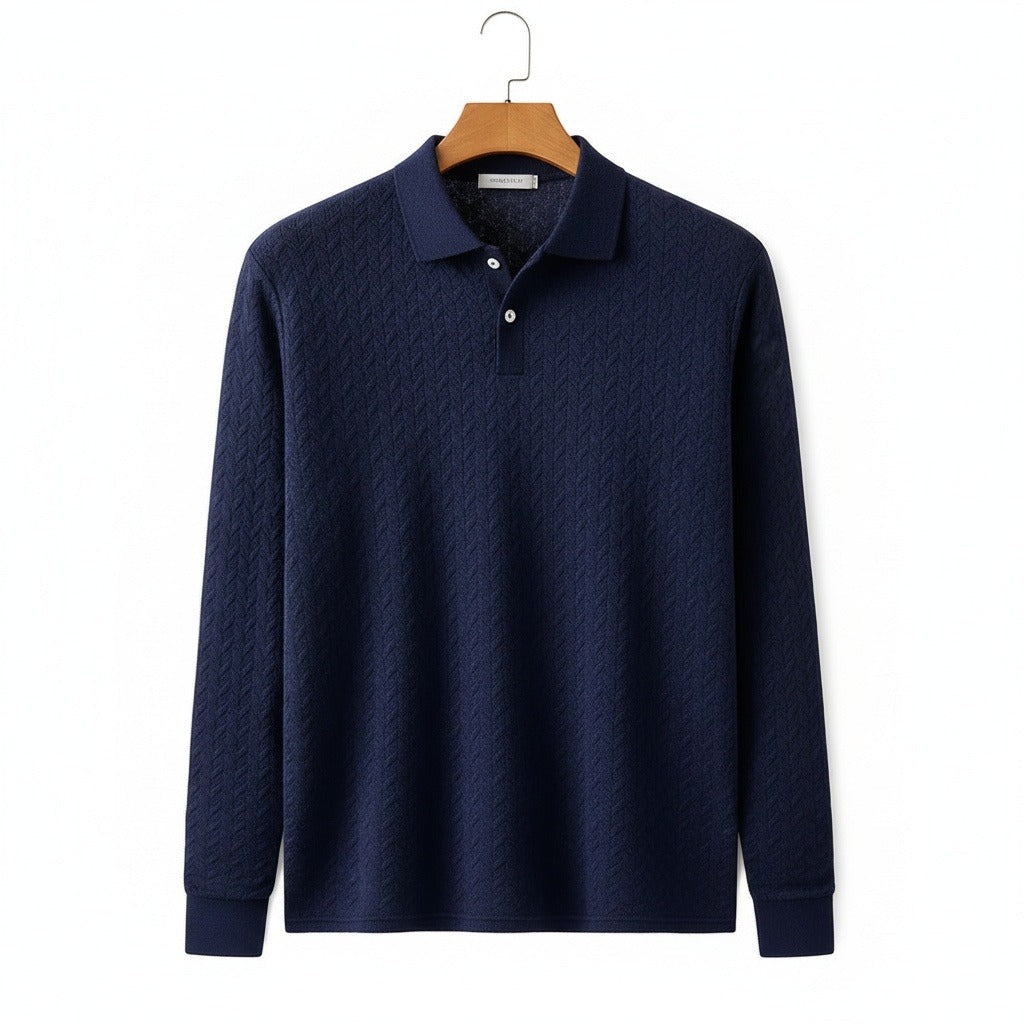 Long Sleeve Textured Shirt - Midnight - Front View