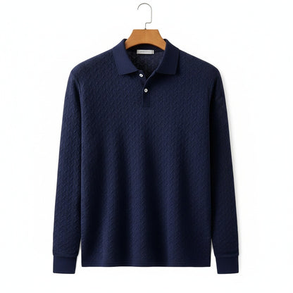 Long Sleeve Textured Shirt - Midnight - Front View