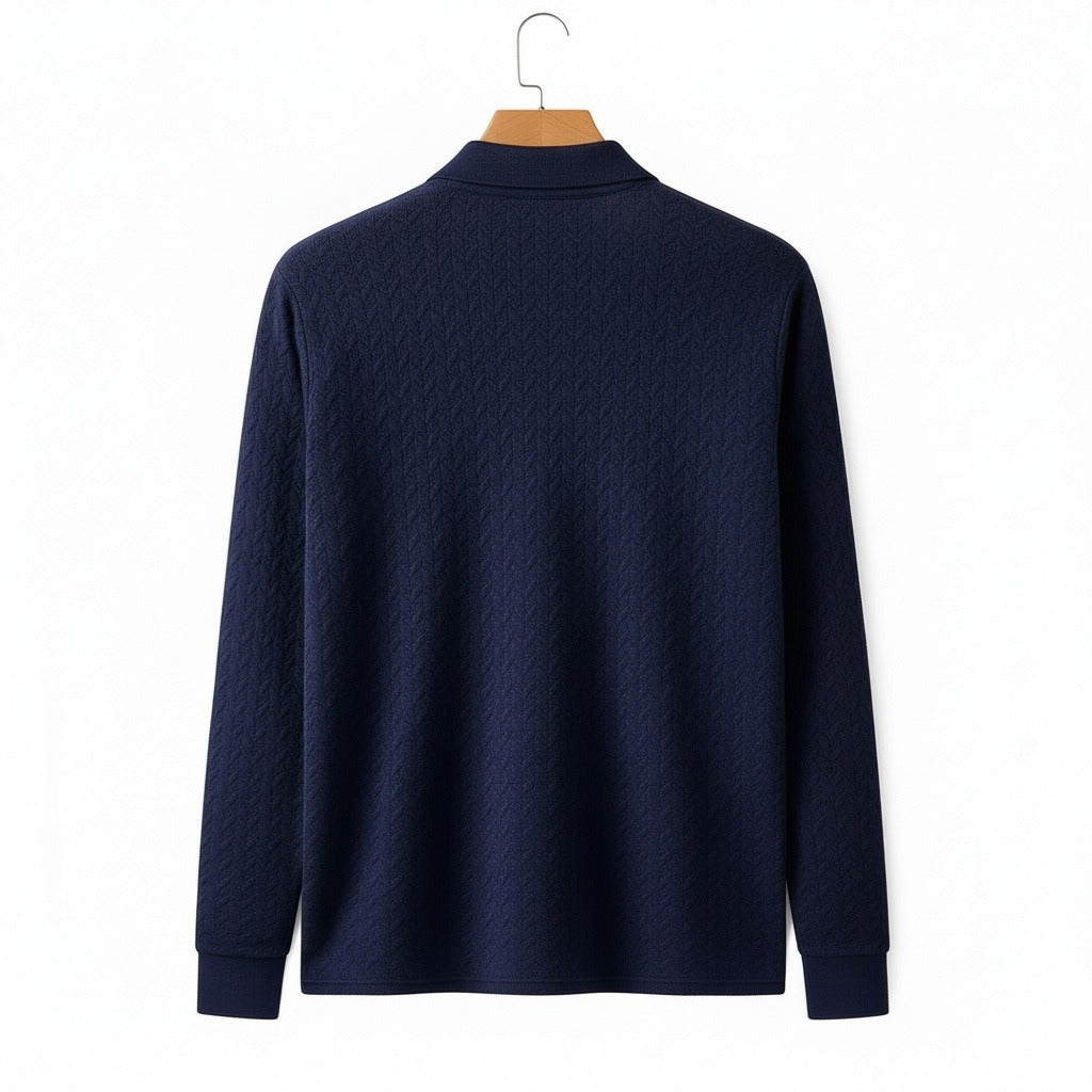 Long Sleeve Textured Shirt - Midnight - Fabric Detail