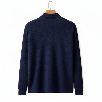 Long Sleeve Textured Shirt - Midnight - Fabric Detail