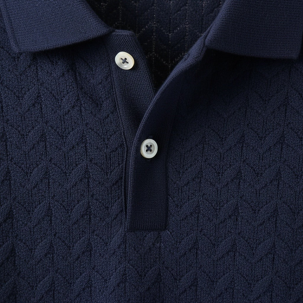 Long Sleeve Textured Shirt - Midnight - Texture Close Up