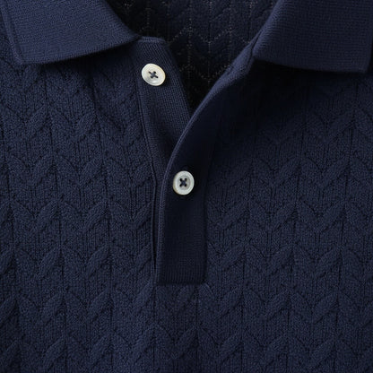 Long Sleeve Textured Shirt - Midnight - Texture Close Up