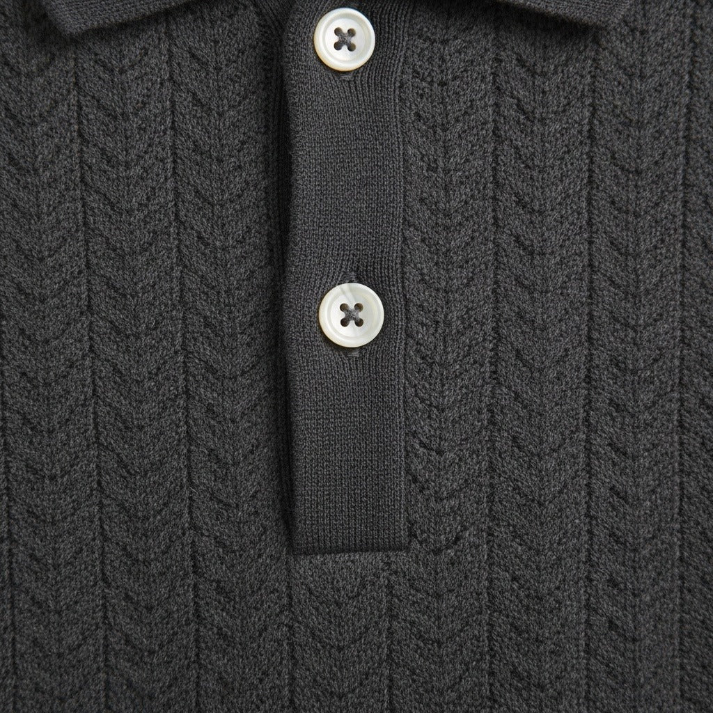 Long Sleeve Textured Shirt - Charcoal - Texture Close Up