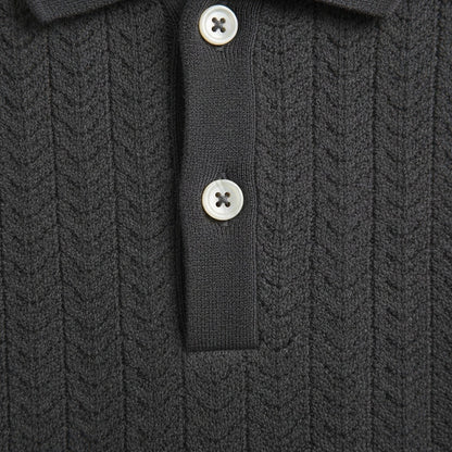 Long Sleeve Textured Shirt - Charcoal - Texture Close Up