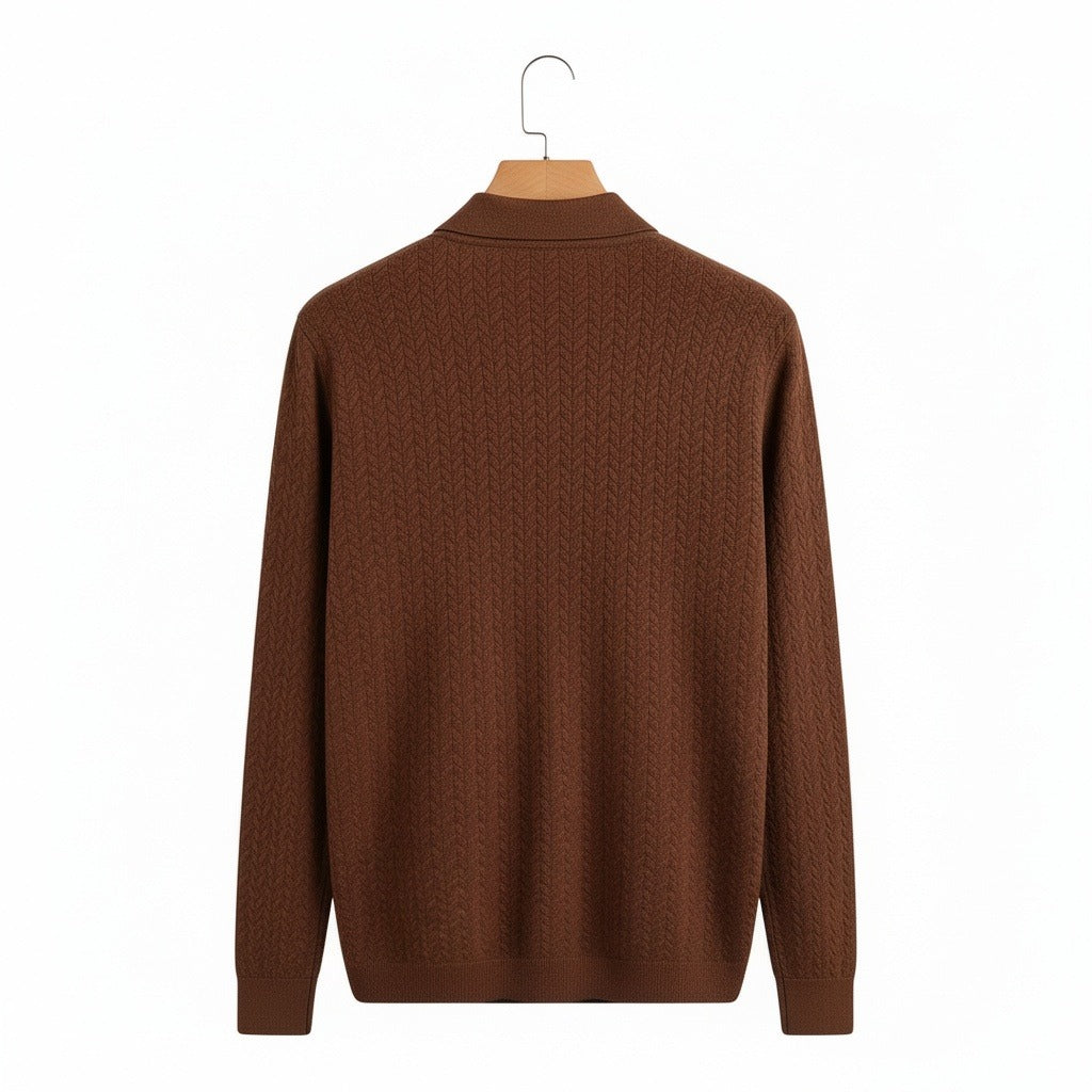 Long Sleeve Textured Shirt - Chestnut - Fabric Detail