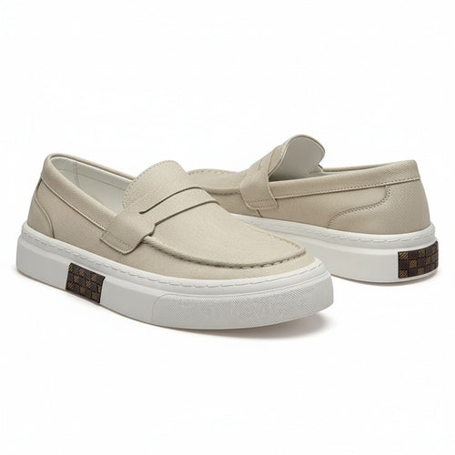 Low Slip On Shoes - Beige - Front View