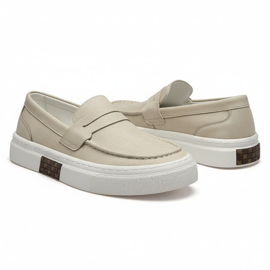 Low Slip On Shoes - Beige - Front View