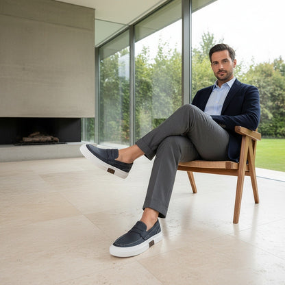 Low Slip On Shoes - Charcoal - Side Profile