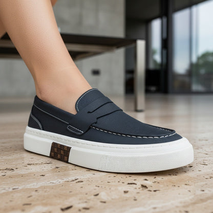 Low Slip On Shoes - Charcoal - Back View