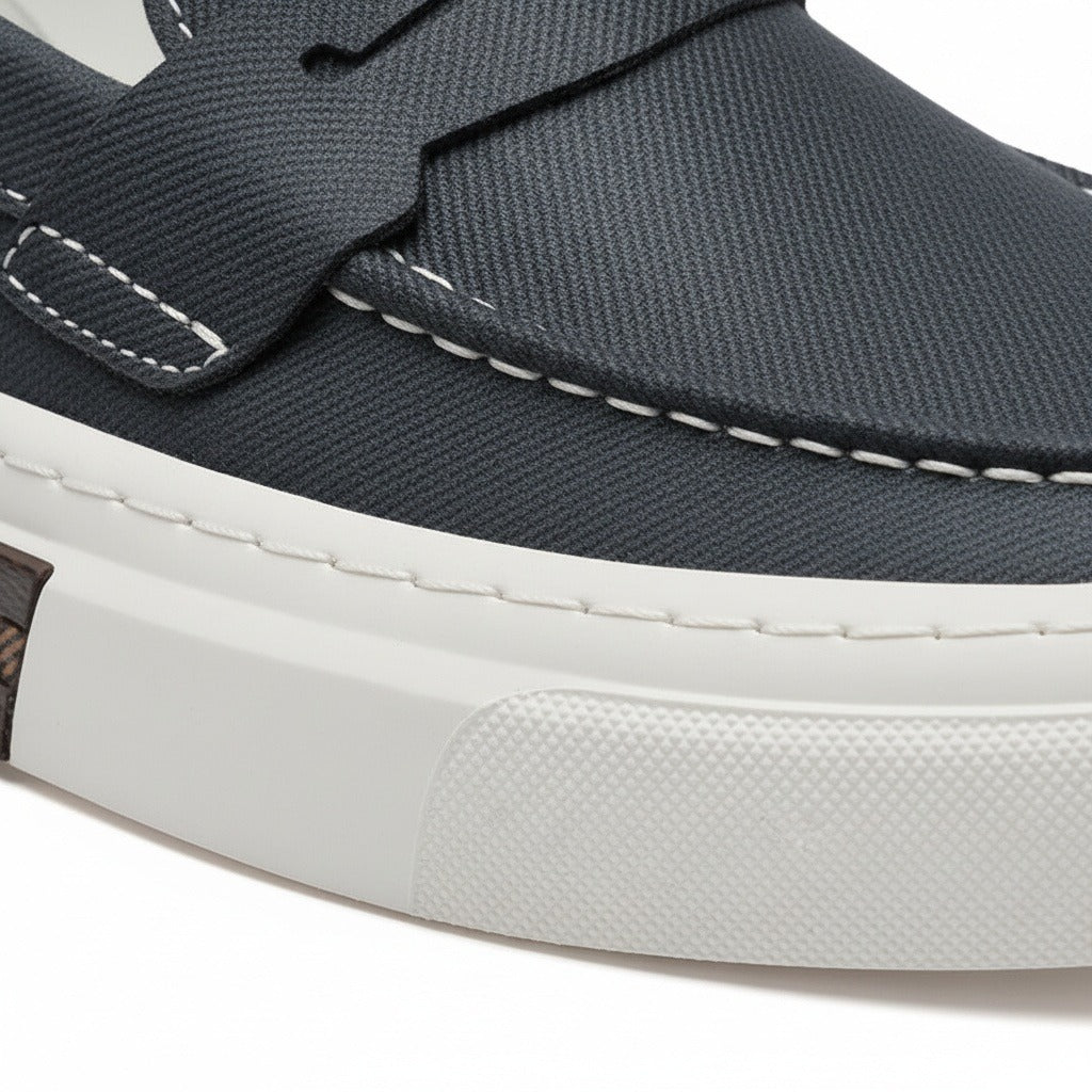 Low Slip On Shoes - Charcoal - Texture Close Up