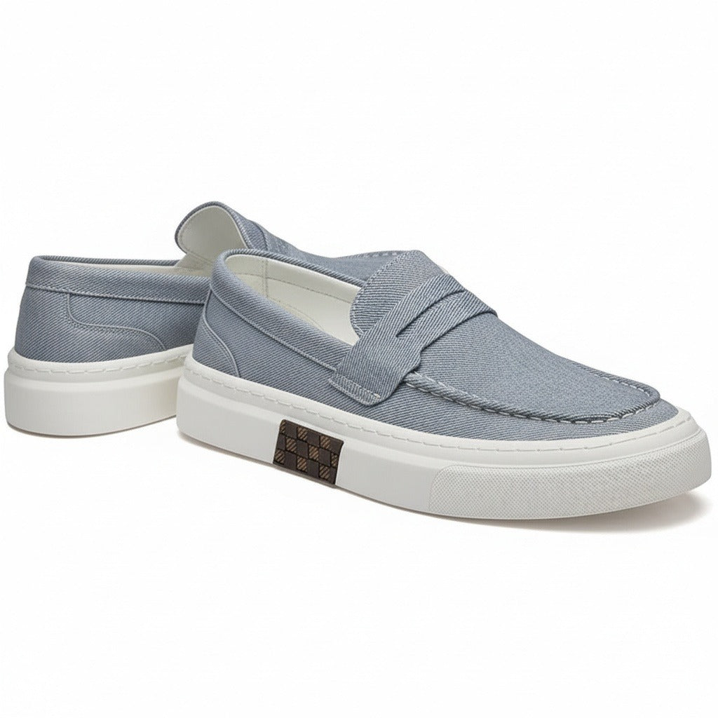 Low Slip On Shoes - Denim Blue - Front View