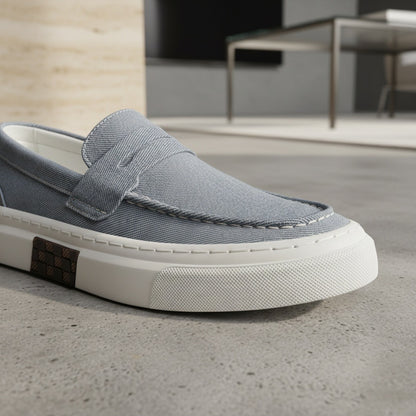 Low Slip On Shoes - Denim Blue - Back View
