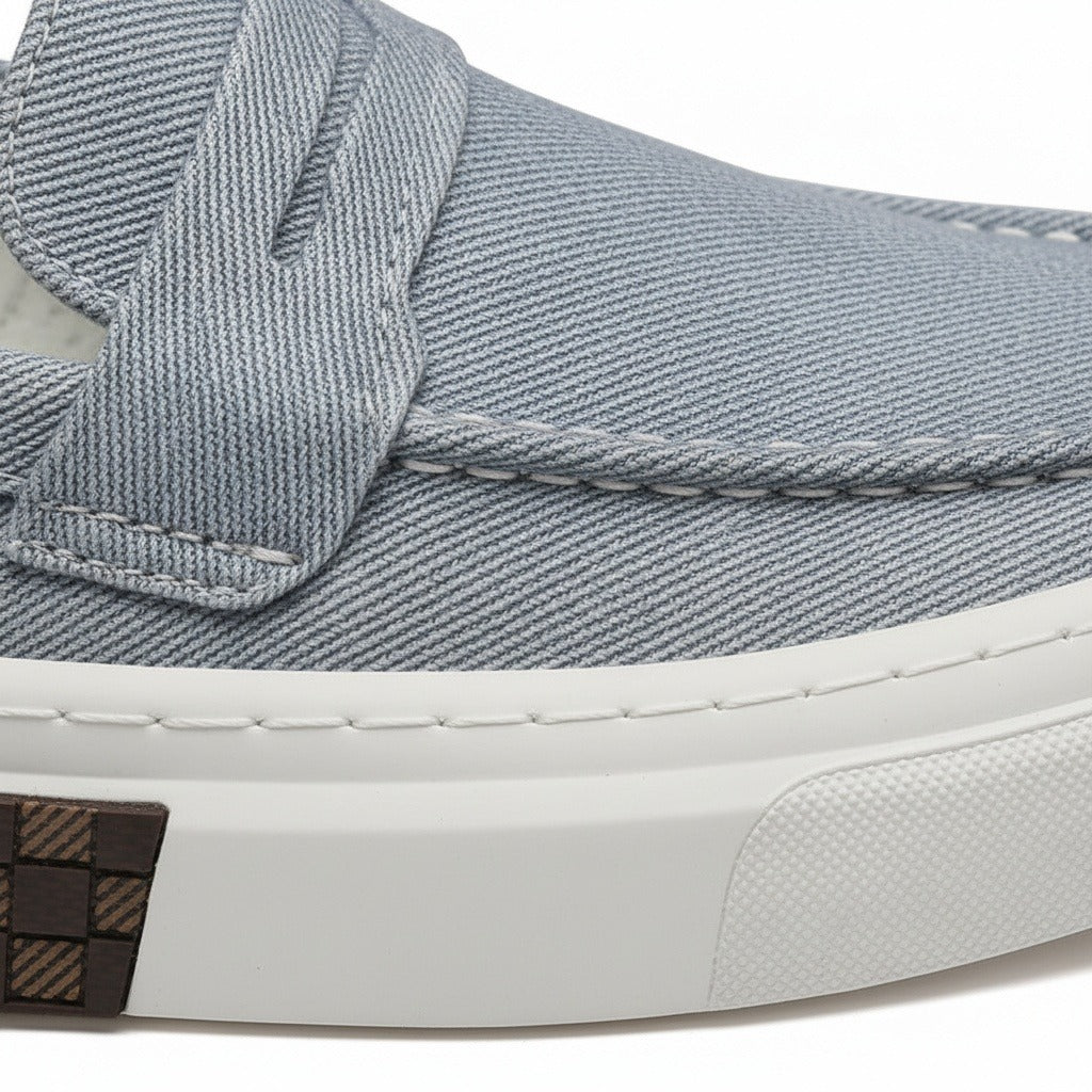 Low Slip On Shoes - Denim Blue - Texture Close Up