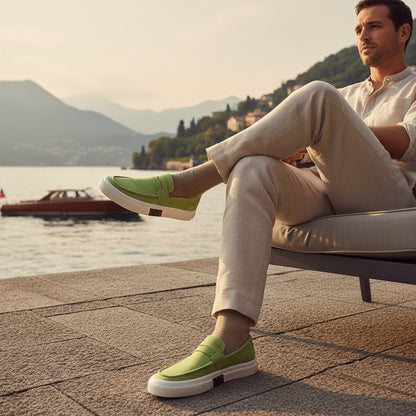 Low Slip On Shoes - Lime Green - Angled Shot