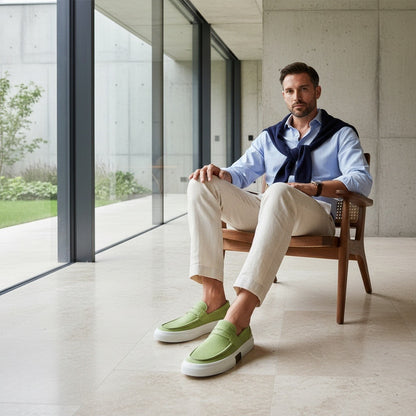Low Slip On Shoes - Lime Green - Side Profile