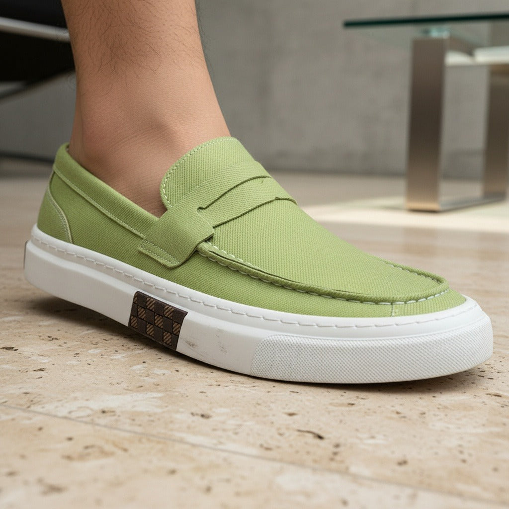 Low Slip On Shoes - Lime Green - Back View