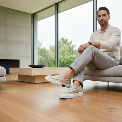 Low Slip On Shoes - Beige - Side Profile