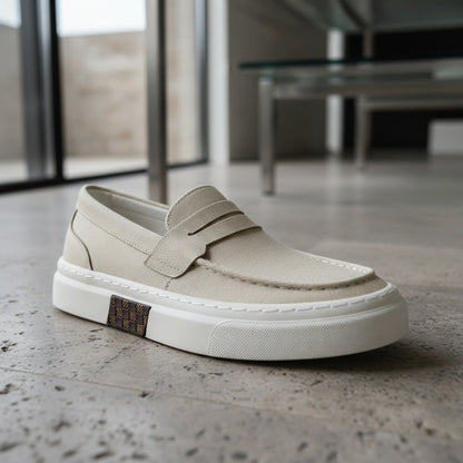 Low Slip On Shoes - Beige - Back View