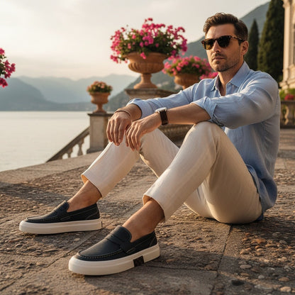 Low Slip On Shoes - Charcoal - Angled Shot