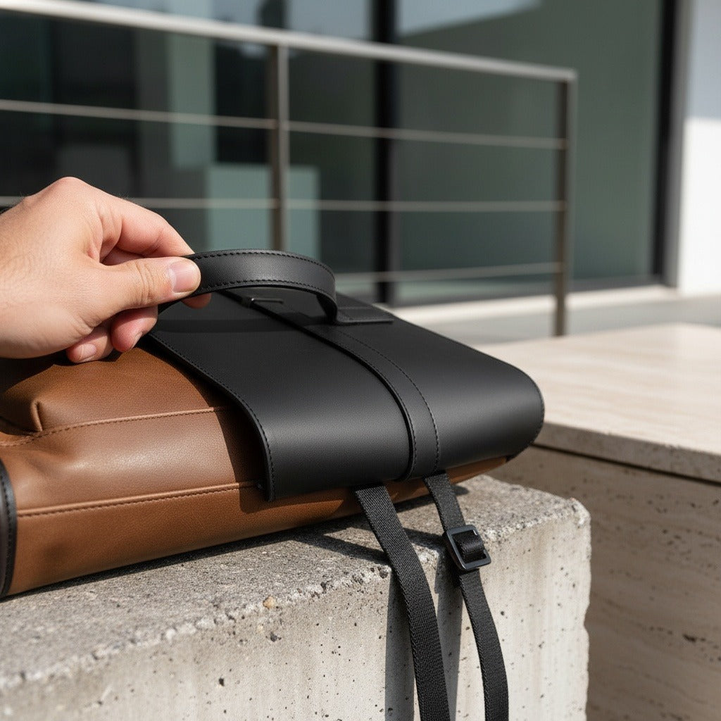 Men's Backpack for Work - Chestnut Brown - Back View