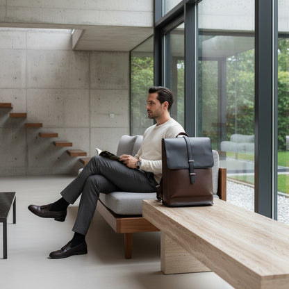 Men's Backpack for Work - Espresso Brown - Side Profile