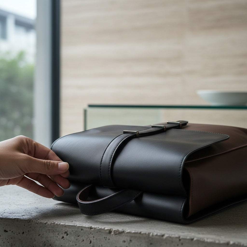 Men's Backpack for Work - Espresso Brown - Back View