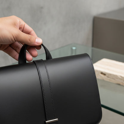 Men's Backpack for Work - Midnight Black - Back View