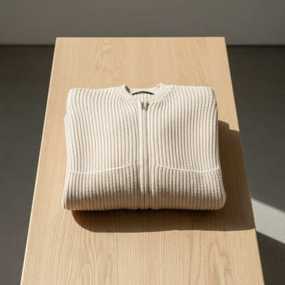 Mens Beige Zip Cardigan