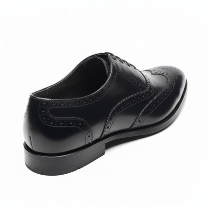 Mens Black Brogue Shoes - Black - Fabric Detail