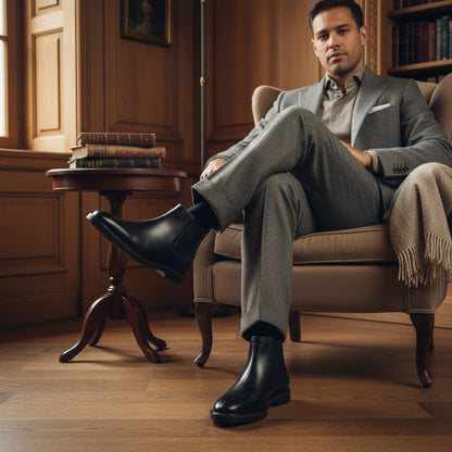 Mens Black Chelsea Boots - Black - Angled Shot
