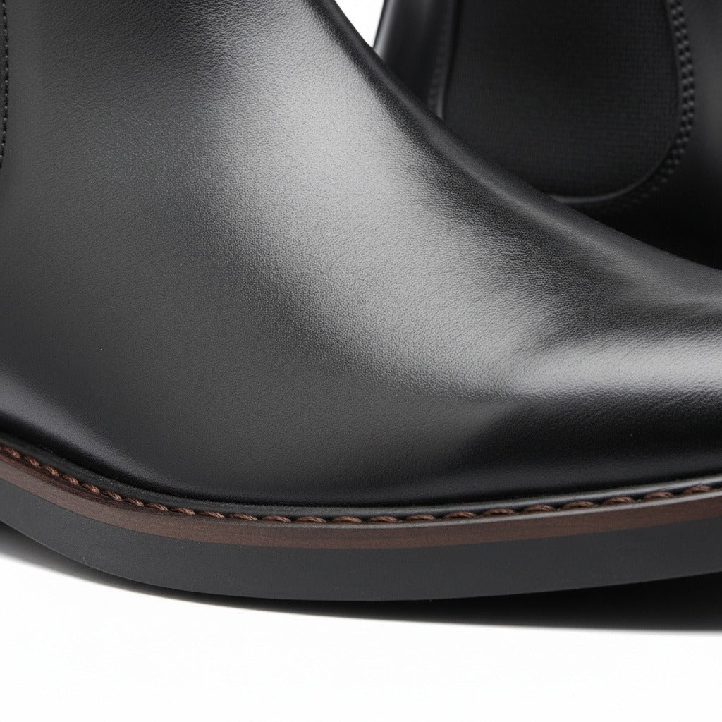 Mens Black Chelsea Boots - Black - Texture Close Up