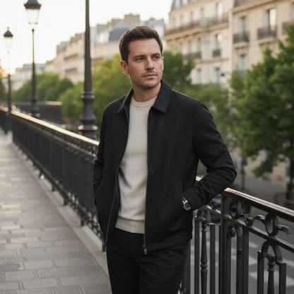 Mens Black Harrington Jacket